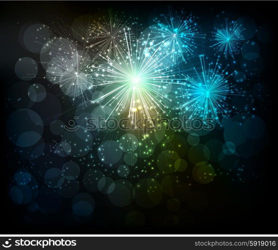 Vector Holiday Fireworks Background. Vector Holiday Fireworks Background. Happy New Year 2016