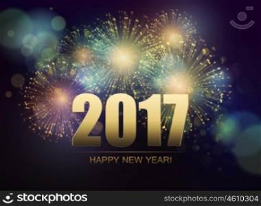 Vector Holiday Fireworks Background. Vector Holiday Fireworks Background. Happy New Year 2017