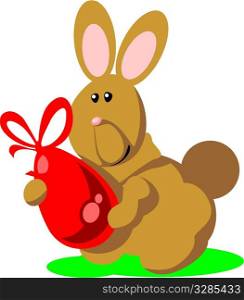 Vector. Holiday hare gift egg in color 02