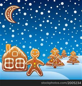 vector holiday illustration of gingerbread cookies