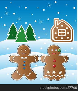 vector holiday illustration of gingerbread cookies