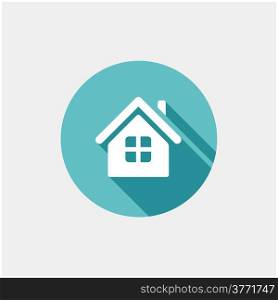 Vector Home Icon in flat style on grey background