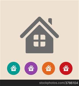 Vector Home Icon in flat style onbackground