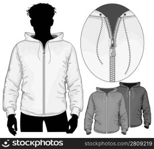 Vector. Hooded sweatshirt with zipper.