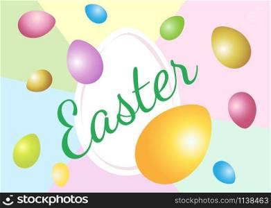 Vector horizontal illustration for the holiday of Easter. Abstract pastel background