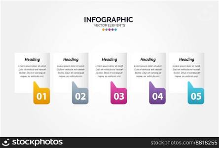 Vector Horizontal Infographic design with icons. 5 options or 5 steps. process diagram. flow chart. info graph Vector Illustration