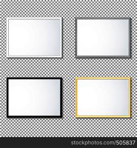 vector horizontal white black wood border empty photo frame mock up realistic shadow blank picture template isolated neutral background. various frame mockup template set