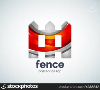 Vector house fence logo template, abstract business icon