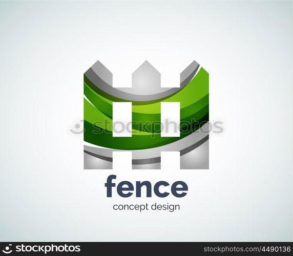 Vector house fence logo template, abstract business icon