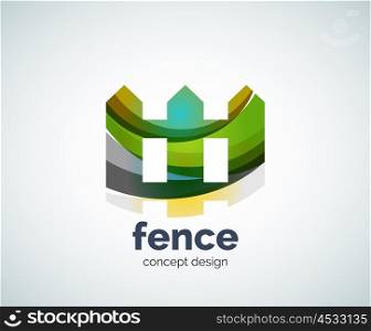 Vector house fence logo template, abstract business icon
