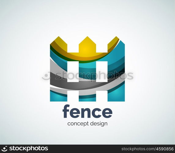 Vector house fence logo template, abstract business icon