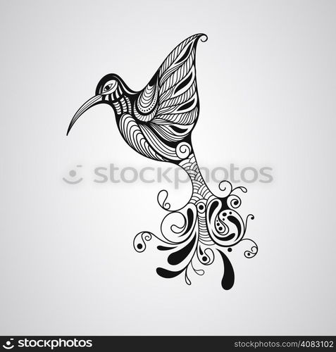 Vector Hummingbird, tattoo style, fully editable eps 10 file