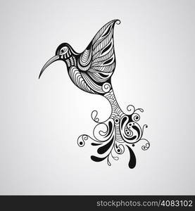 Vector Hummingbird, tattoo style, fully editable eps 10 file