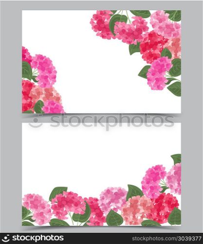 Vector hydrangea flower. Vector illustration of hydrangea flower. Background with floral decorations. Banner template