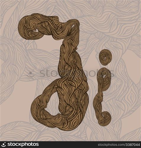 "vector "I" letter of oak tree wooden texture on seamless wooden background"