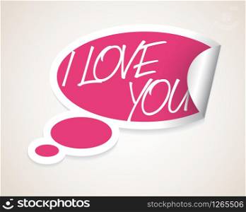 Vector I Love You speech bubble as sticker / label with white border