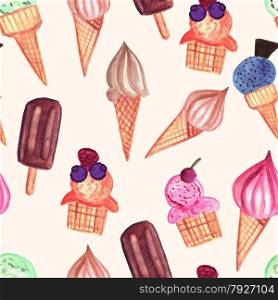 Vector Ice Cream Seamless Pattern