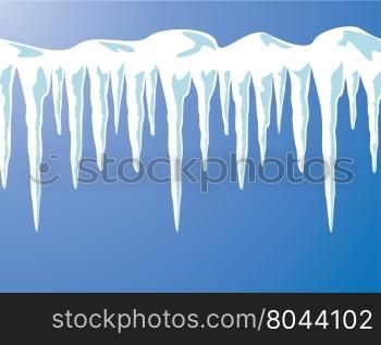 vector icicles and snow background