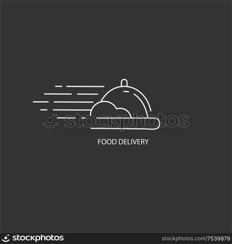 Vector icon and logo for food online deliwery. Editable outline stroke size. Line flat contour, thin and linear design. Simple icons. Concept illustration. Sign, symbol, element.. Vector icon and logo for food online deliwery