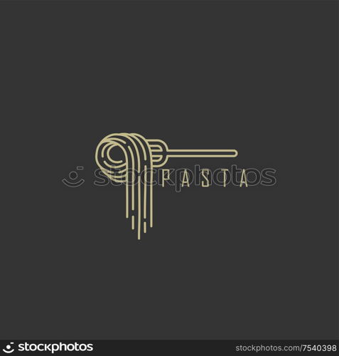 Vector icon and logo for italian pasta or noodles. Editable outline stroke size. Line flat contour, thin and linear design. Simple icons. Concept illustration. Sign, symbol, element.. Vector icon and logo for italian pasta or noodles