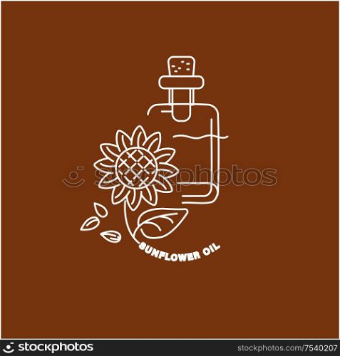 Vector icon and logo for natural cosmetics oil care dry skin. Editable outline stroke size. Line flat contour, thin and linear design. Simple icons. Concept illustration. Sign, symbol, element.. Vector icon and logo for natural cosmetics oil care dry skin