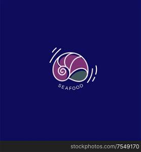 Vector icon and logo for seafood restaurant or cafe. Editable outline stroke size. Line flat contour, thin and linear design. Simple icons. Concept illustration. Sign, symbol, element.. Vector icon and logo for seafood restaurant or cafe