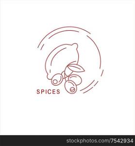 Vector icon and logo for spices and herbs. Editable outline stroke size. Line flat contour, thin and linear design. Simple icons. Concept illustration. Sign, symbol, element.. Vector icon and logo for spices and herbs