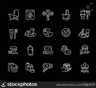 Vector icon and logo of bathroom. Editable outline stroke size. Line flat contour, thin and linear design. Simple icons. Concept illustration. Sign, symbol, element.. Vector icon and logo of bathroom. Editable outline stroke