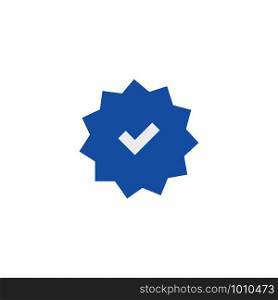 vector icon check on blue background, flat image mark. icon check on blue background, flat image mark