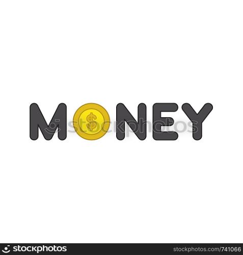 Vector icon concept of black money word with dollar money coin. Colored outlines.