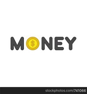 Vector icon concept of black money word with dollar money coin. Colored outlines.