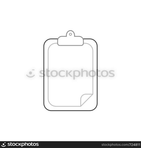 Vector icon concept of clipboard with blank paper. White background and colored outlines.