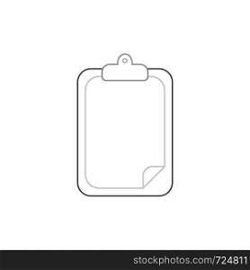 Vector icon concept of clipboard with blank paper. White background and colored outlines.