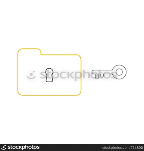 Vector icon concept of closed folder and keyhole with key. White background and colored outlines.