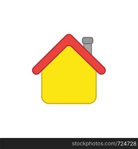 Vector icon concept of house with roof. Colored outlines.