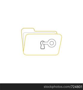 Vector icon concept of key unlock folder keyhole. White background and colored outlines.