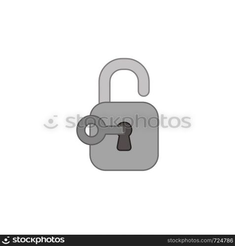 Vector icon concept of key unlocked padlock. Colored outlines.