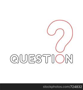 Vector icon concept of question word text with question mark. White background and colored outlines.