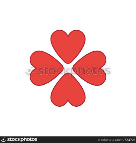 Vector icon concept of rotated four hearts. Colored outlines.