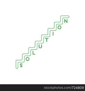 Vector icon concept of stairs with solution word with one letter per step. White background and colored outlines.