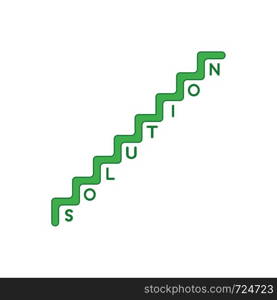 Vector icon concept of stairs with solution word with one letter per step. Colored outlines.