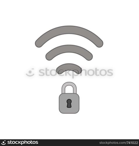 Vector icon concept of wifi wireless symbol with closed padlock. Colored outlines.
