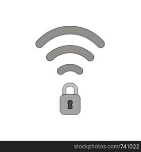 Vector icon concept of wifi wireless symbol with closed padlock. Colored outlines.
