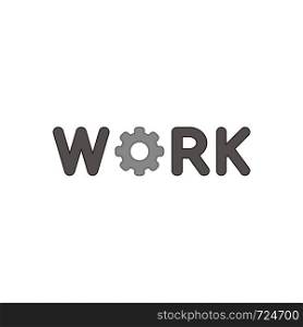 Vector icon concept of work word with gear. Colored outlines.