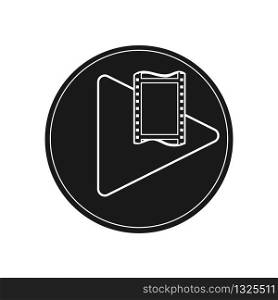 Vector icon, film frame on the play icon. Stock illustration for websites, applications and logos.