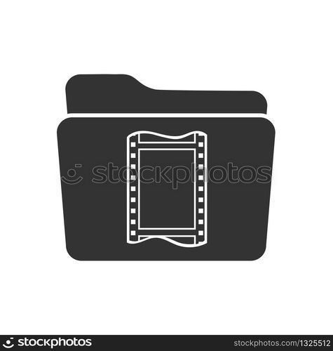 Vector icon for movie storage. Stock illustration for websites, apps, and logos. Note on a triangle background