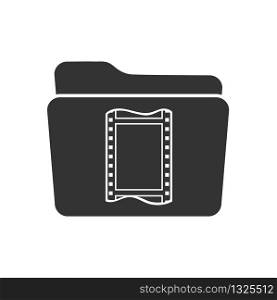 Vector icon for movie storage. Stock illustration for websites, apps, and logos. Note on a triangle background
