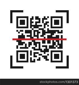 Vector icon for scanning QR code. Simple flat design for a logo, a sticker for your site or application