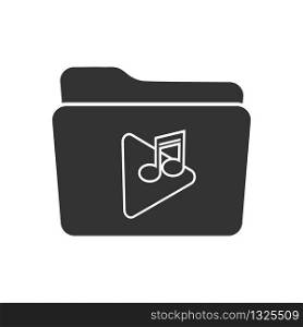 Vector icon for storing music, music works, or files. Stock illustration for websites, apps, and logos. Note on a triangle background