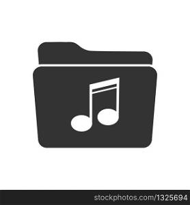 Vector icon for storing music, music works, or files. Stock illustration for websites, apps, and logos. Note on a triangle background